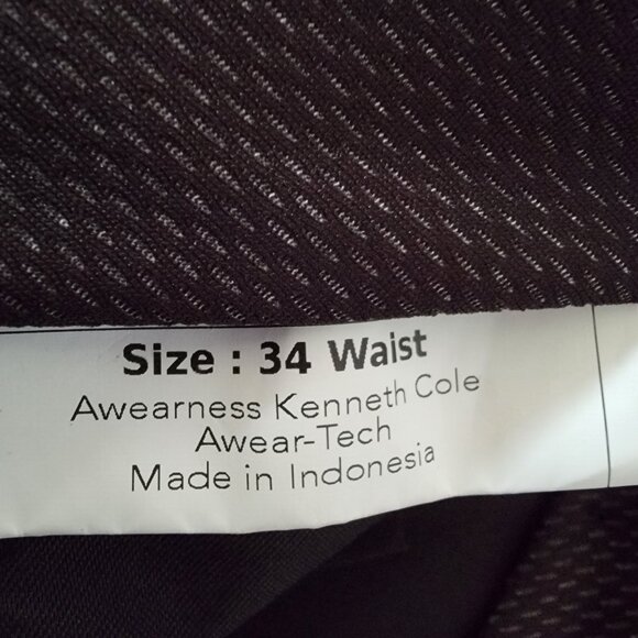 Awearness Kenneth Cole Mens Dress Pants Size 34 Flat Front Awear-Tech Black - Picture 4 of 12
